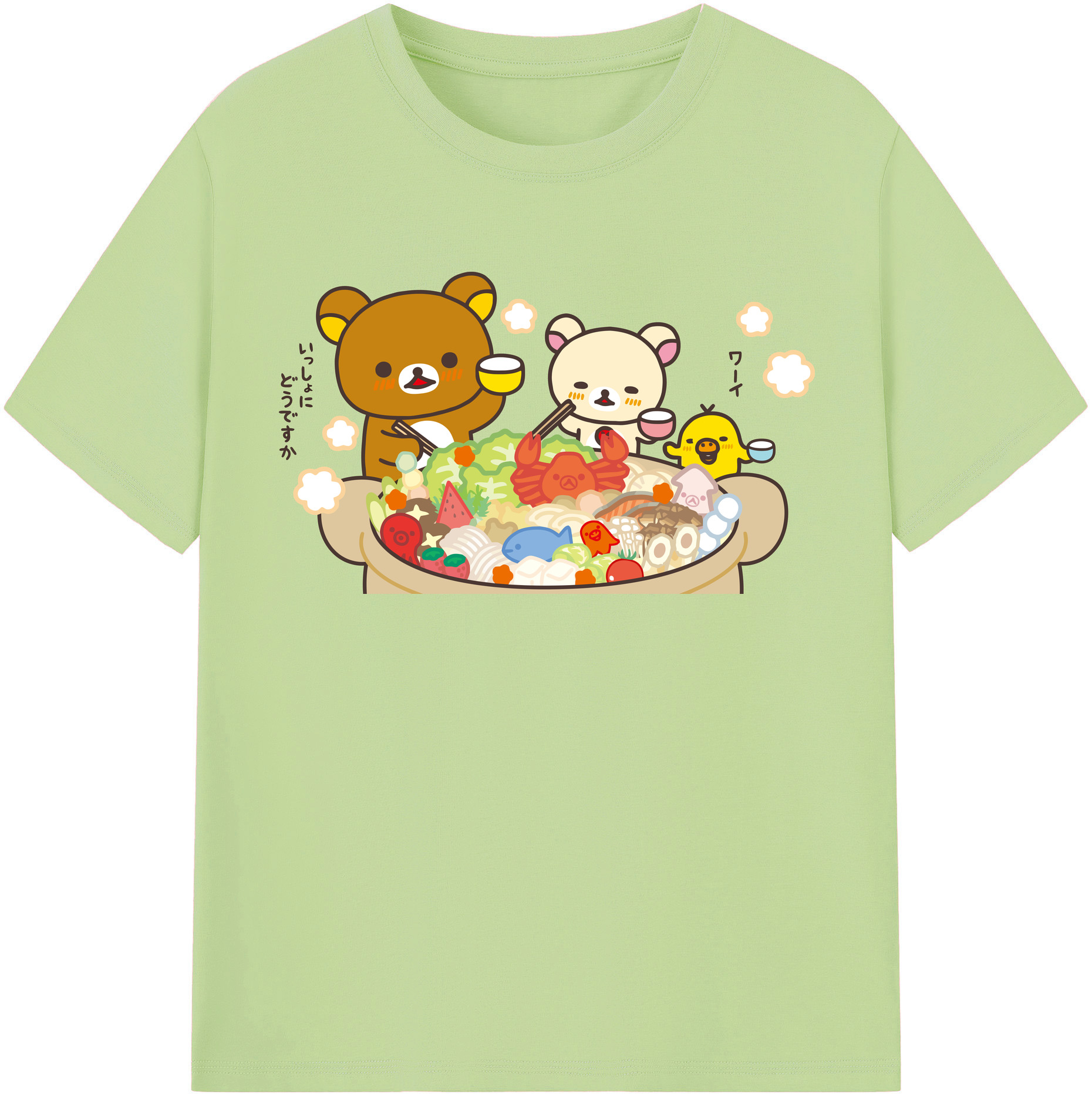 （画像用） リラックマ リラックマ キイロイトリ Rilakkuma Korilakkuma Kiiroitori 綿100％半袖Tシャツ（フロントプリント）